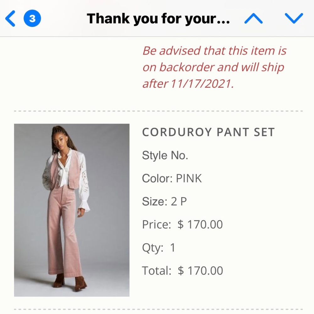Corduroy pants and vest set